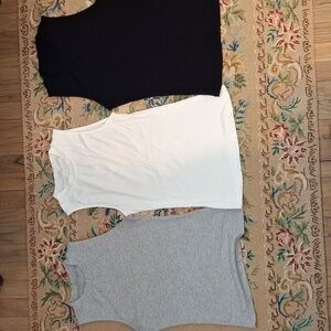 Set of Three Sleeveless Tops - Gray, Black, and White